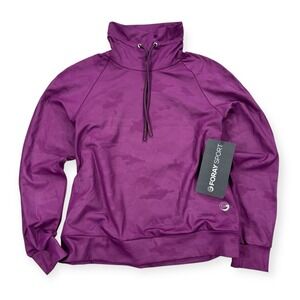 NWT Foray Sport Frosted Flume Sweatshirt Women's Small Purple Funnel Neck